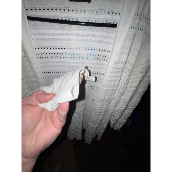 Cyrus White Knit Open Front Cardigan Sweater 1X Lightweight - Picture 3 of 4